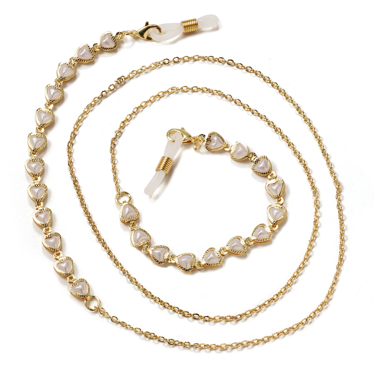 FanYue оптовая продажа под заказ Высокое качество Медь Жемчуг Сердце золотой глаз стеклянная цепь держатель