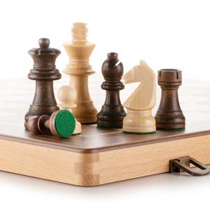 折叠木制国际象棋跳棋套装国王高度棋子德国骑士斯汤顿木制象棋手/山毛榉盒 - Product Image 2