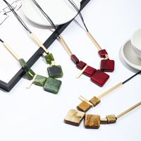 Collier transfrontalier en corde cirée et perles en plastique, style ethnique, long, pour pull, design de niche, en acrylique, bijoux