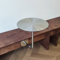 Table à manger murale ronde en acier inoxydable, mobilier de salle à manger, petite table basse ronde en métal, table à manger suspendue d'extérieur