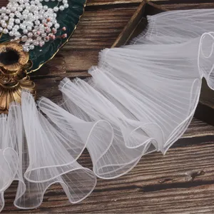 15cm Organza còng cạnh lượn sóng ren Ruffle ren Trims Pleated quần áo Pet đồ chơi váy ren - Product Image 3