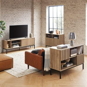Rustique moderne <span class=keywords><strong>industriel</strong></span> 60/65/70 pouces <span class=keywords><strong>meuble</strong></span> TV cannelé centre de divertissement stockage bois Media <span class=keywords><strong>Console</strong></span> armoire salon - Product Image 6