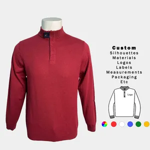 OEM/ODM quarter ritsleting turtleneck golf pria sweater rajut pria luar ruangan datar rajutan bermerek mewah lengan panjang pullover sweater pria