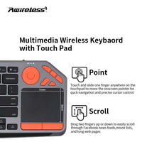 Teclado Inalámbrico OEM en Árabe e Inglés, Teclado Ruso Inalámbrico con Retroiluminación LED y Panel Táctil para PC