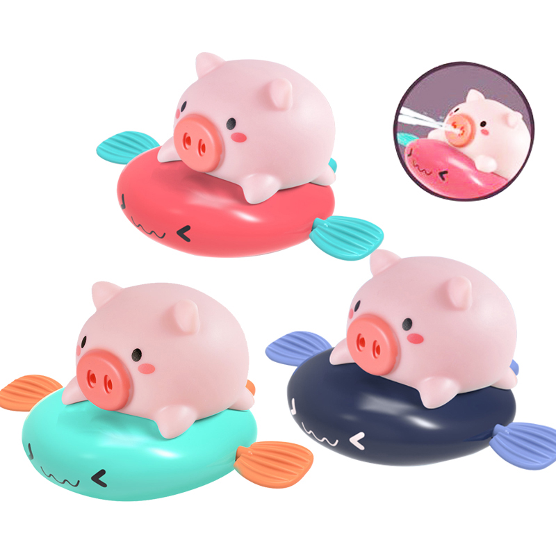 2021 Hot Sale Pink Multi-Color Cute Pig Bath Water Spray Toy Can Be Squeezed And Floatable Baby Healthy Bath Toy