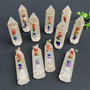 New Arrivals Colorful Amethyst Wrapped Crystal Gravel Selenite Point Chakra Drilled Crystal Chips Healing Crystal Selenite Tower