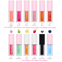 Brillant à lèvres changeant de couleur Tube plus dodu huile aromatisante teinte de fruits tache brillante marque privée huile pour les lèvres brillant à lèvres changeant de couleur rose