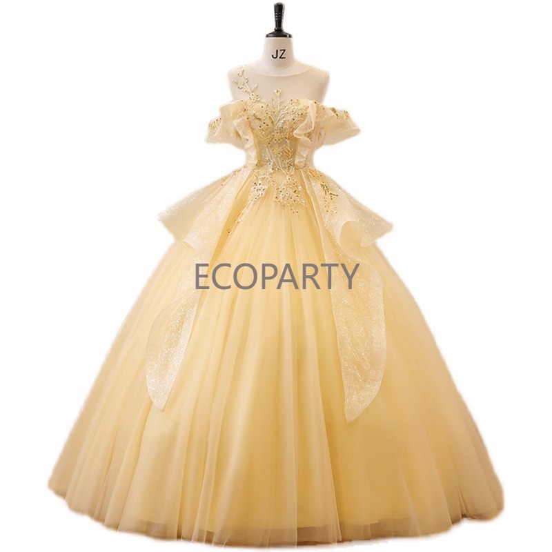 classic gold quinceanera dresses Ready to Wear Unique Purple Gold Medieval Wedding Dress ANNORA main image 0