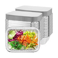 Bol rectangulaire en aluminium 232*173*41mm 1100ml avec couvercle en aluminium, écologique, qualité alimentaire PP, jetable, impression de logo personnalisée, pour barbecue