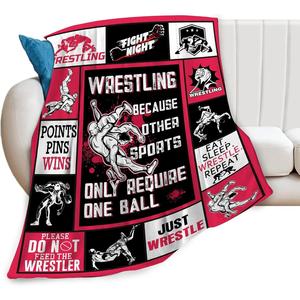 Red Wrestling Panel Flannel <b>Blanket</b> Throw <b>Blanket</b> Nap <b>Blanket</b> Super Soft Machine Washable for Travel <b>Camping</b> Custom Print - Product Image 2