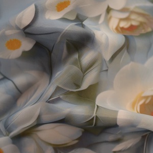 3D Hoa In Mật Độ Cao Kỳ Nghỉ In 100% <span class=keywords><strong>Polyester</strong></span> Twill Trọng Lượng Nhẹ Thân Thiện Với Môi Voan Vải Ngọc Trai Hoa Kỹ Thuật Số - Product Image 3