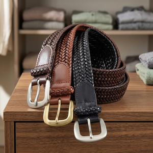 Cinturón Casual para Hombre BS INTERNATIONAL NA34 3.8 CM, Moderno, de Alta Calidad, Cuero Vacuno Genuino, Hebilla Cuadrada Estampada, Sólido - Product Image 1