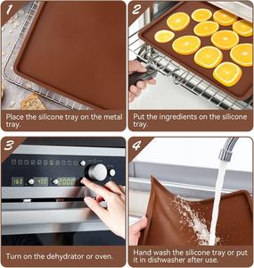 Hojas deshidratadoras de <span class=keywords><strong>silicona</strong></span> de grado alimenticio compatibles con <span class=keywords><strong>Cosori</strong></span>, alfombrillas deshidratadoras de <span class=keywords><strong>silicona</strong></span>, bandejas deshidratadoras, revestimiento - Product Image 6