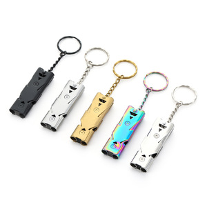 Silbato de señal de entrenamiento para perros, para acampar al aire libre, senderismo, supervivencia de emergencia, tubos dobles de acero inoxidable, silbato de alto decibelio - Product Image 2