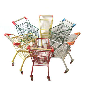 Chariot de courses pliable léger et antirouille pour supermarché, structure en maille renforcée en fil de zinc galvanisé, roues en PU de 4 pouces - Product Image 1