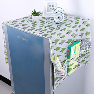 Refrigerator Cover Dustproof Fabric With Storage Pockets Modern Simple Style Elastic Closure For Household Use - Product Image 1