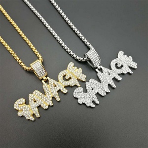 Collar de Acero Inoxidable con Diamantes de Imitación y Letra Personalizada SAVAGE, Joyería Hip Hop que Nunca Pasa de Moda - Product Image 1