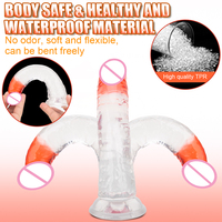 Venta caliente 8,2 pulgadas Thin Jelly Dildo Sex Toy para mujeres TPE Artificial Dick Pene con ventosa Adulto Mini Dildo Herramientas sexuales