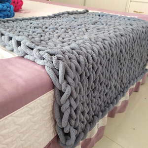 Coperta da tiro con nodo a corda grande artigianale coperta morbida in ciniglia lavorata a maglia grossa