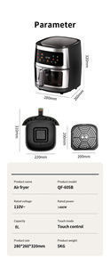 Thông Minh Kỹ thuật số không khí Nồi chiên lò hiện đại vuông nhôm thiết kế với màn hình LCD hiển thị cho nhà xe khách sạn nhà để xe sử dụng - Product Image 6