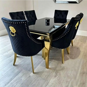 Italian Furniture <strong>Luxury</strong> <strong>Dining</strong> Table <strong>Set</strong> 4 <strong>6</strong> 8 <strong>Chairs</strong> Restaurant <strong>Dining</strong> Table and <strong>Chair</strong> <strong>Set</strong> Stainless Steel Marble <strong>Dining</strong> Table - Product Image 1