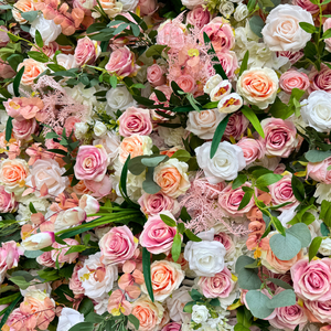 母の日の新年のための審美的な結婚式とパーティーデコレーションのための高品質8 * 8ftピンクのバラの花の壁布素材 - Product Image 4