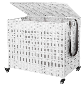 <span class=keywords><strong>Panier</strong></span> à <span class=keywords><strong>linge</strong></span> JY tissé à la main, <span class=keywords><strong>grand</strong></span>, avec roulettes en acier inoxydable, doublure en coton pliable, <span class=keywords><strong>panier</strong></span> à <span class=keywords><strong>linge</strong></span> pour la garde-robe, rangement d'outils - Product Image 2