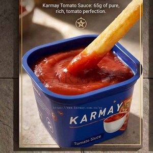 Envase Cuadrado de PP para Salsa de Tomate KARMAY con Tapa, 65g, Logotipo Impreso Digitalmente, Empaque Azul, Vasos Personalizados para Alimentos de 125ml - Product Image 3