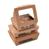 Op Maat Gemaakte Verpakking Wegwerp Cajas Kraft Con Visor Papieren Maaltijdprep Containers