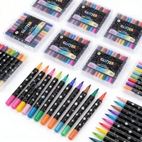 Marqueurs à paillettes à double pointe |   24-120 couleurs vibrantes, pointes de pinceau de 1-5 mm, traçage bicolore pour l'art, le scrapbooking et les loisirs créatifs pour enfants