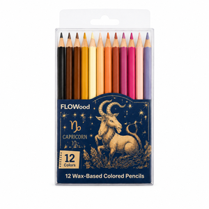 Juego de <span class=keywords><strong>12</strong></span> Lápices de Colores a Base de Cera FLOWood Capricorn, Serie Zodiac, Lápices de Dibujo para Arte y Bocetos, Transparentes - Product Image 1