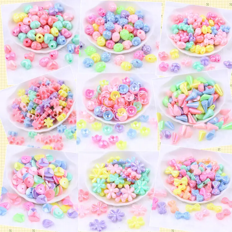 Hobbybyouvrier — perles acryliques colorées pour enfants, 500g, AB, collier, Bracelet, faits à la main, jouets perlés en vrac, DIY, vente en gros