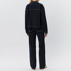 <span class=keywords><strong>Giacca</strong></span> di jeans <span class=keywords><strong>oversize</strong></span> di Design alla moda per <span class=keywords><strong>donna</strong></span> <span class=keywords><strong>giacca</strong></span> di jeans lavata blu scuro Casual per tutti i giorni capispalla - Product Image 3