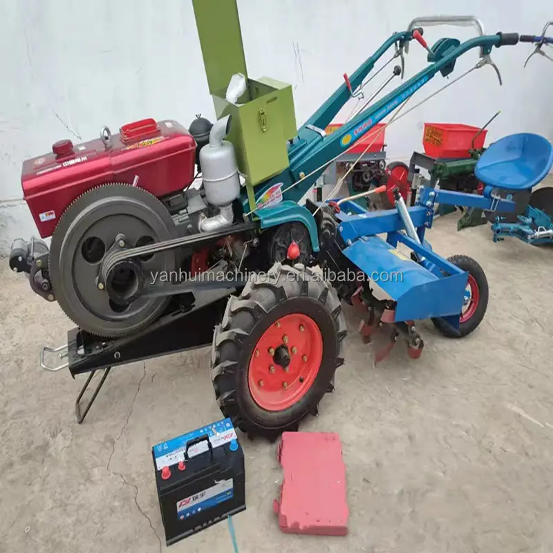 Landwirtschaft liche Maschinen Ausrüstung 20 PS Diesel Farm Walking Traktoren mit rotierender Boden bearbeitungs maschine