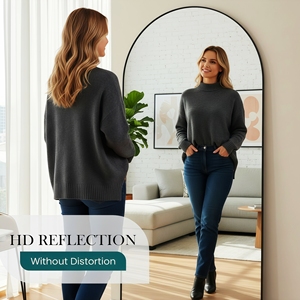 <b>Lockable</b> Modern White Glass Framed Wall-Mounted Mirror Jewelry Armoire 5 LEDs 6 <b>Drawers</b> Water Resistant Eco-Friendly Hotels 3mm - Product Image 1