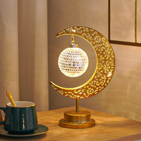 Veilleuse LED moderne avec étoile en fer, croissant de lune, lumière blanche chaude, lampe lunaire pour la décoration du Ramadan, fonctionne sur piles, pour le salon