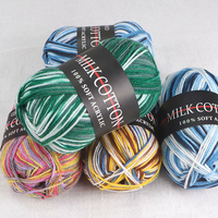 Fils de lait en coton biologique avec 3 plis, teinture spatiale, pour tricot à la main, pour bébé, 50g, vente en gros,