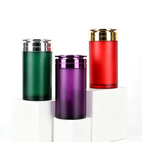 Flacon de pilules en PS de couleur mate avec bouchon en métal électroplaqué, pot vide pour capsules, comprimés, vitamines, emballage de compléments alimentaires