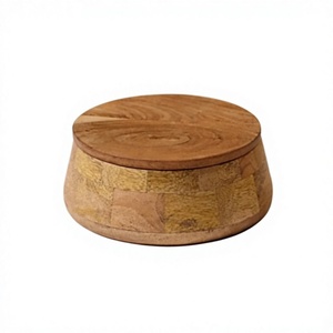 Handmade Wooden Stackable Roti & Chapati <b>Storage</b> <b>Container</b> with Flip Top Lid Customized <b>for</b> Indian <b>Kitchen</b> and Wedding - Product Image 1