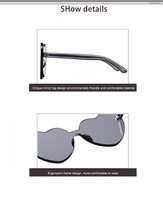 Lunettes de soleil sans monture personnalisées en gros, en forme de cœur rose bonbon arc-en-ciel, pour mariages et fêtes