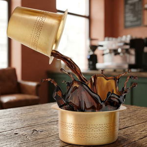 Ensemble traditionnel sud-indien de Dabara et de Tumbler en laiton, 150 ml, finition mate, style Kumbakonam, tasse à café filtre avec accessoires assortis - Product Image 3
