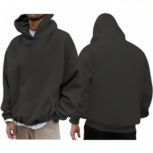 Sudadera con Capucha Oversize Azul Claro, Tejido Sólido 100% Algodón, Corte Holgado Informal con Bolsillo, Unisex, Otoño Invierno, 350g - Product Image 1