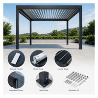 Pergola de jardin motorisée robuste et étanche, pergola en aluminium, auvent bioclimatique, systèmes de pergola pour terrasse au bord de la piscine, villa