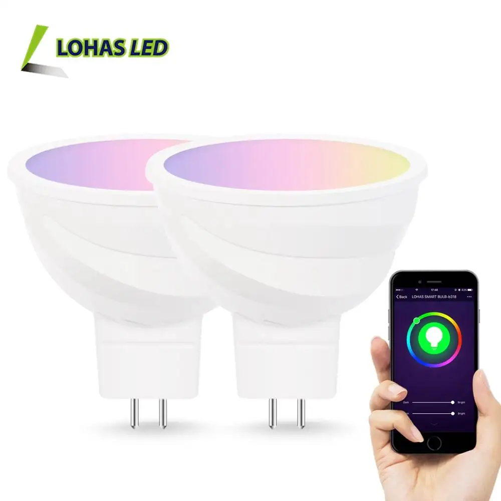 LOHAS AC/DC 12V 5W MR16 GU5.3 RGB Wifi Smart Home Light Tuya Smart LED Spotlight Bulb for Indoor