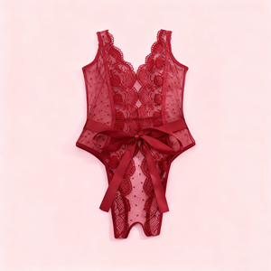 US Lagerbestand Weihnachts-Rote Spitzen-Lingerie Sexy Dessous-Anbieter Unterwäsche für Frauen Lingerie-Set Sexy Unterwäsche Damen - Product Image 3