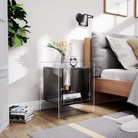 Nordischer Acryl-Nachttisch Braun Quadratischer Aufbewahrungsschrank Grauer Runder Beistelltisch für Wohnzimmer Schlafzimmer Balkon Möbel