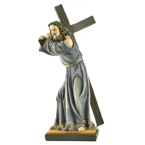 Popular Hand Carved Indoor Catholic Resin Religious Carrying Cross Statues Jesus Crucifix Decor