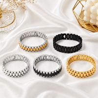 Gelang Rantai Jam Tangan Geometris Trendy, Gelang Plat Lengkung Personal, Perhiasan untuk Kegunaan Sehari-hari, Hadiah, Grosir, OEM, ODM