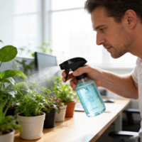 Bouteille pulvérisateur à gâchette en plastique PET ronde de 300 ml pour l'arrosage du jardin