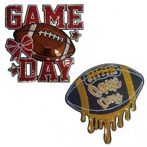 Nouvelle écusson thermocollante grand format 25 cm brodée de sequins, motif Basketball Rugby Gameday Playhard, pour la décoration de vêtements et de chapeaux - Product Image 2